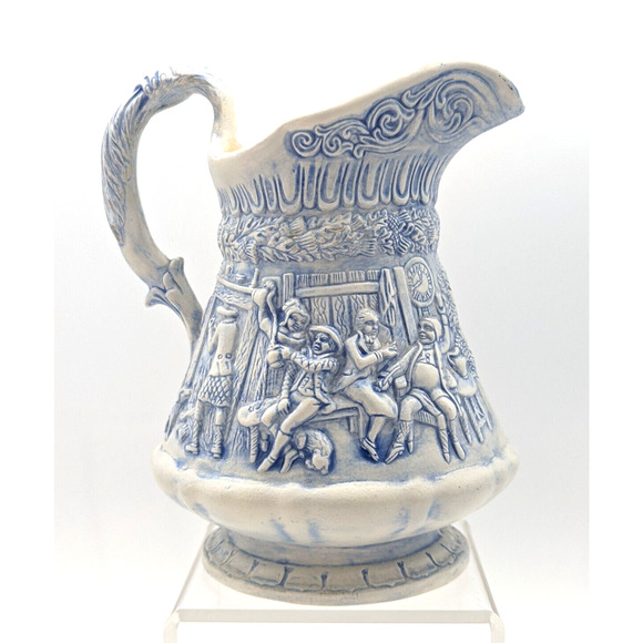 Tam O’Shanter Blue Story Jug Staffordshire Molded Stoneware Modeled from Ridgway - Picture 1 of 10